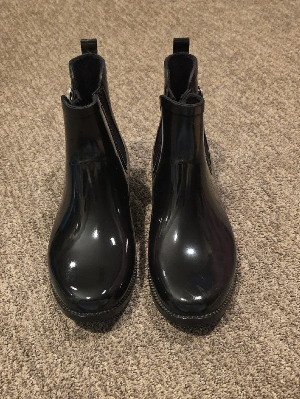 Michael Kors Black Glossy Chelsea Waterproof Booties Size 9
